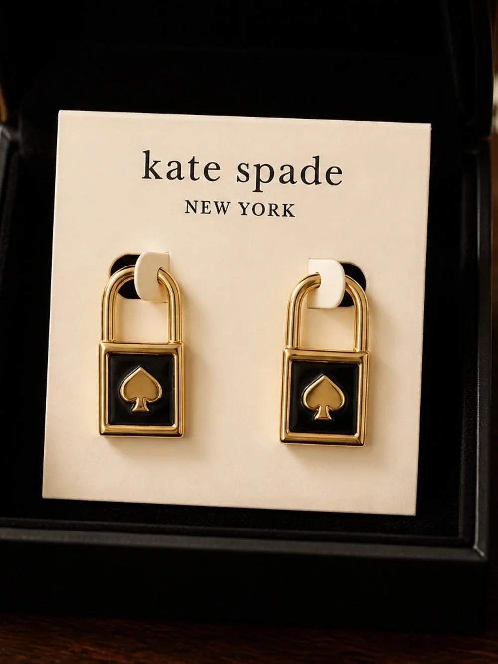 kate spade Gold and Black Spade Padlock Hair Clips